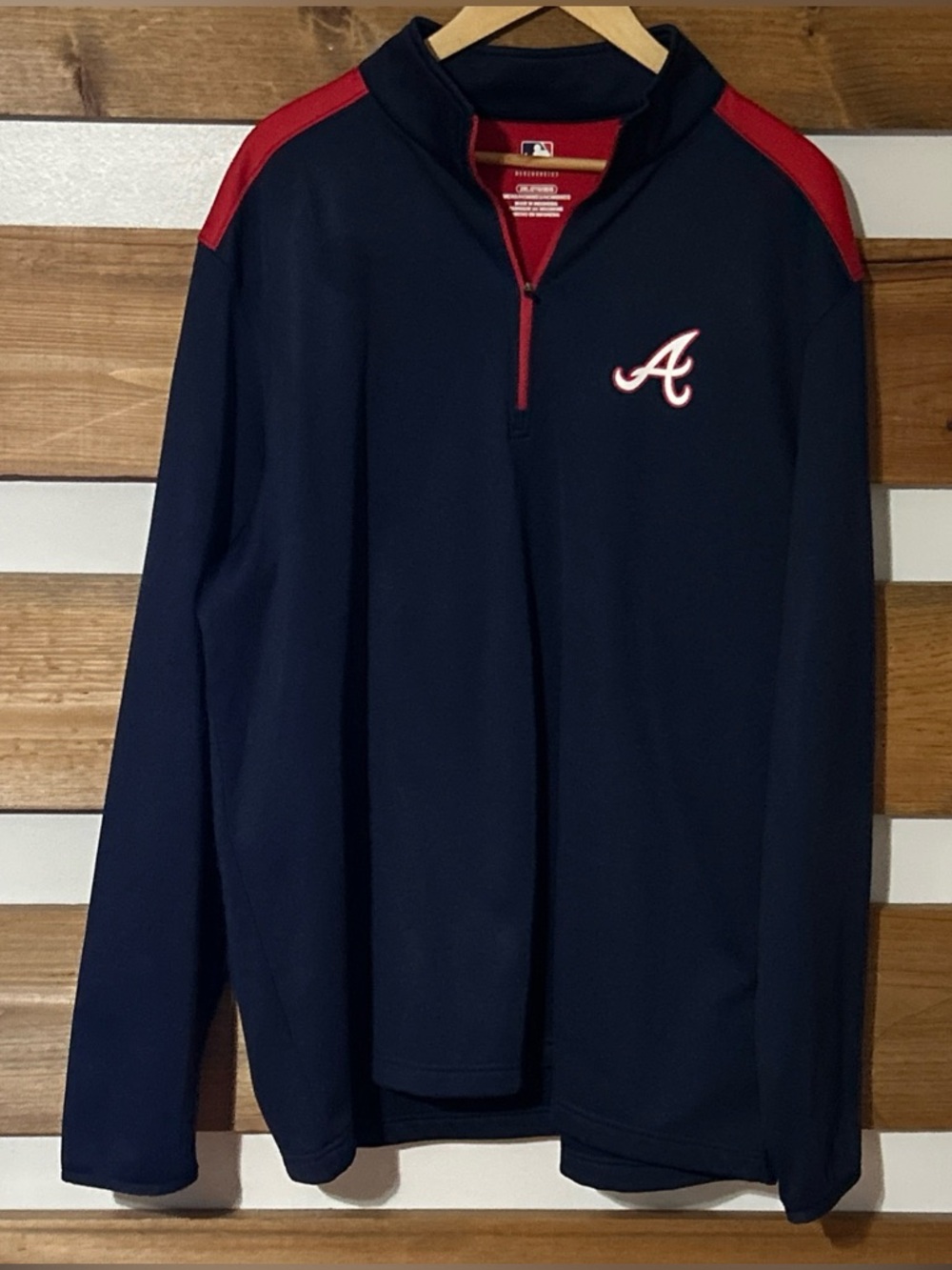 MLB Genuine Atlanta Braves Baseball 1/4 Zip Pullover Fleece Lined Men's Size 2XL